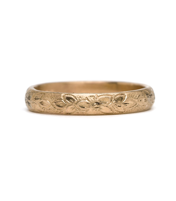 Victorian Rose Gold Etched Flower Vintage Wedding Band curated by Sofia Kaman.  This piece has been sold and is in Vintage Archive.