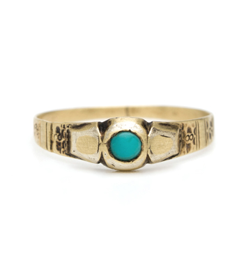 Victorian Yellow Gold Turquoise Vintage Stacking Ring curated by Sofia Kaman