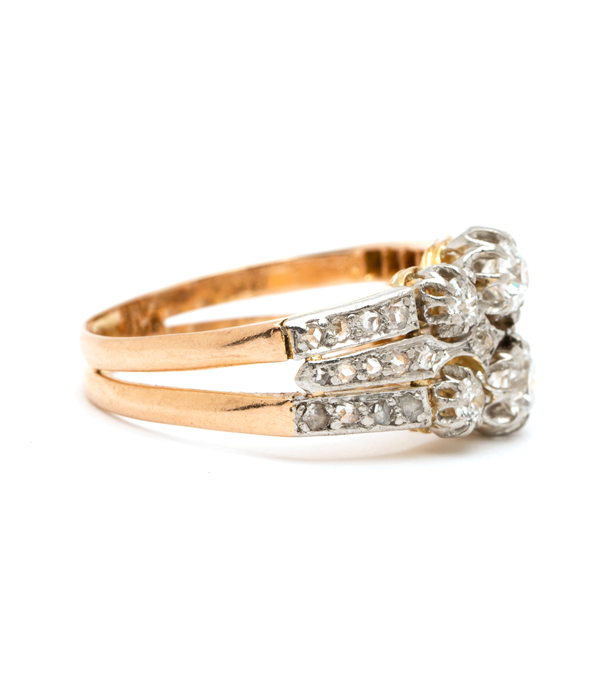 Vintage Edwardian Platinum Gold Diamond Ring