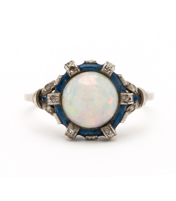 Vintage Platinum Opal Stacking Ring