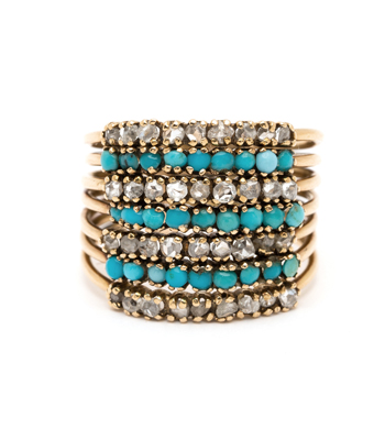 Harem Turquoise and Rose Cut Diamond Bands curated by Sofia Kaman