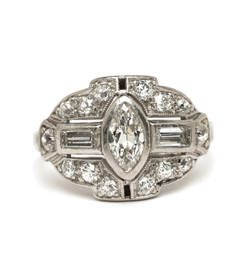 Vintage Art Deco Marquise Old European Diamond Vintage Engagement Ring curated by Sofia Kaman