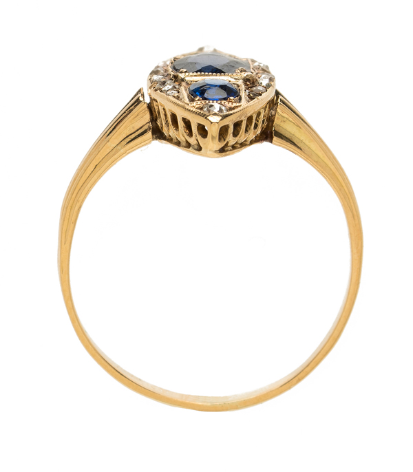 Vintage Victorian Rose Cut Diamond Sapphire Statement Ring