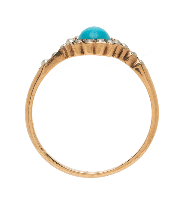 Victorian Pearl Turquoise Floral Ring