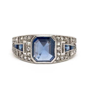 Vintage Art Deco One of a Kind Sapphire Engagement Ring curated by Sofia Kaman