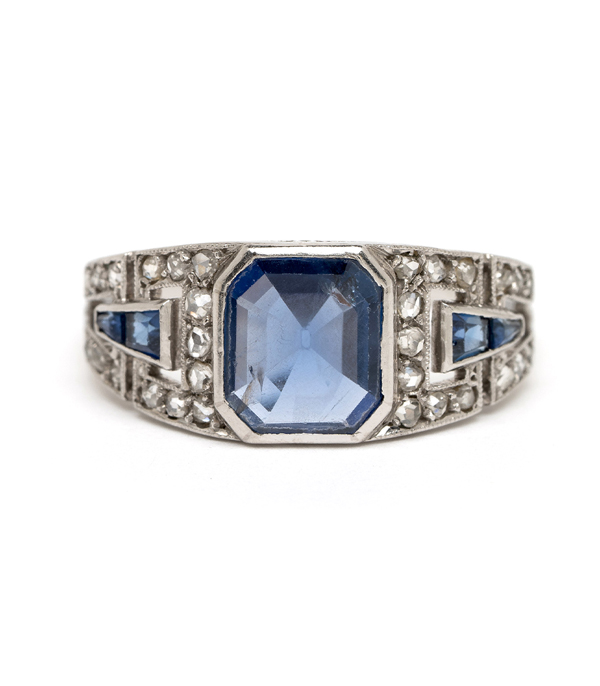 Vintage Art Deco One of a Kind Sapphire Engagement Ring curated by Sofia Kaman.