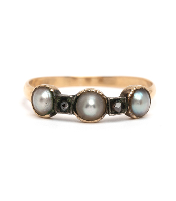 Pear Cut Engagement Rings Vintage Victorian Pearl and Diamond Stacking Band Perfect for pairing with Vintage Engagement Rings curated by Sofia Kaman