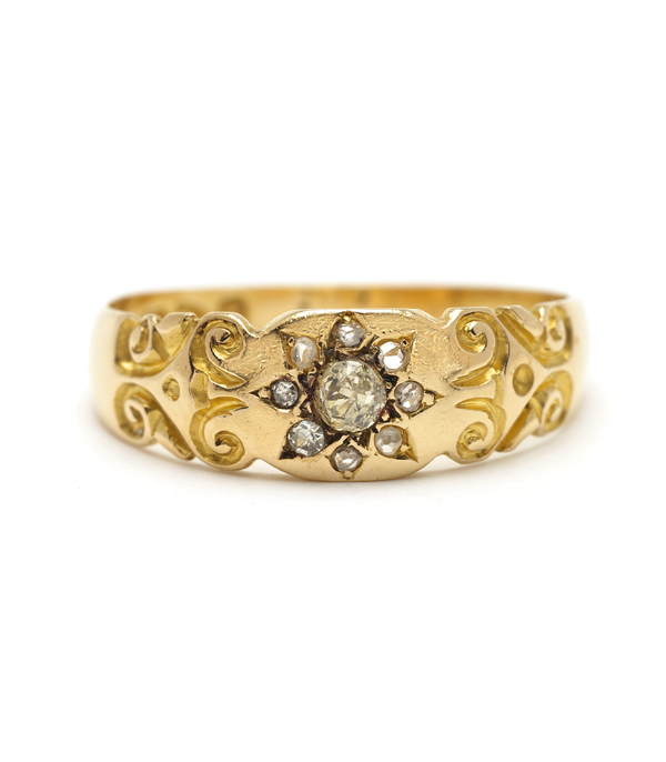 Victorian Gold and Diamond Wedding Band for Vintage Engagement Rings curated by Sofia Kaman.