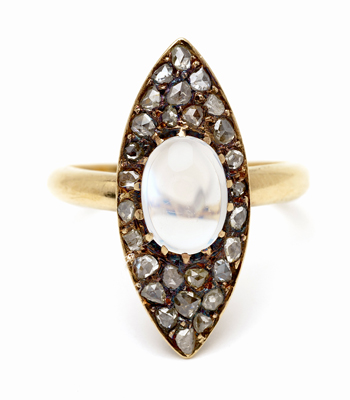 Edwardian Moonstone Diamond Vintage Engagement Ring curated by Sofia Kaman