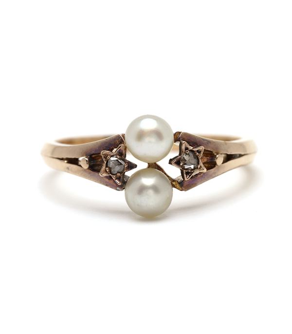 Edwardian Pearl and Diamond Vintage Engagement Ring curated by Sofia Kaman.