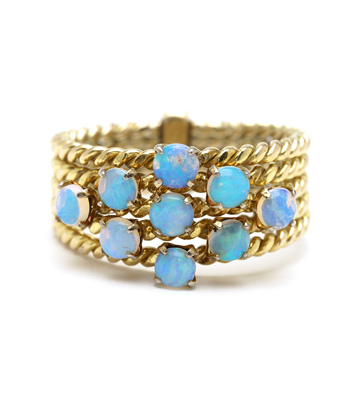 Moonstone And Opal Vintage Retro Gold Opal Stacking Bands curated by Sofia Kaman