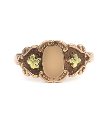 Vintage Victorian 14K Yellow and Rose Gold Petite Engravable Shield Ring curated by Sofia Kaman