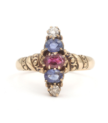 Victorian Gemstone Sapphire Garnet Diamond Vintage Ring curated by Sofia Kaman