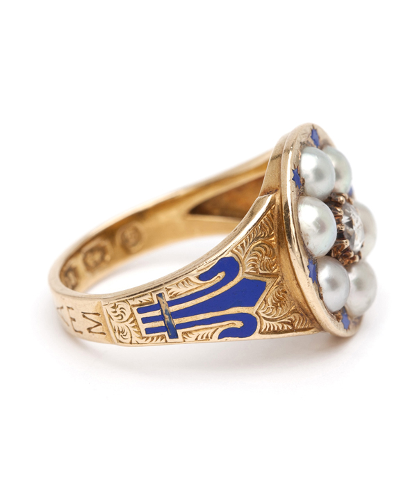 Gold Vintage Victorian Diamond Pearl Ring