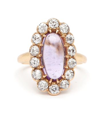 Victorian Amethyst Diamond Halo Nontraditional Vintage Engagement Ring curated by Sofia Kaman