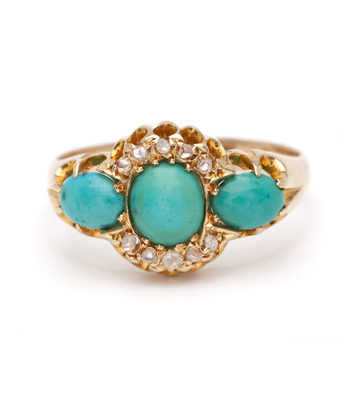 Antique Diamond Turquoise Boho Engagement Ring curated by Sofia Kaman