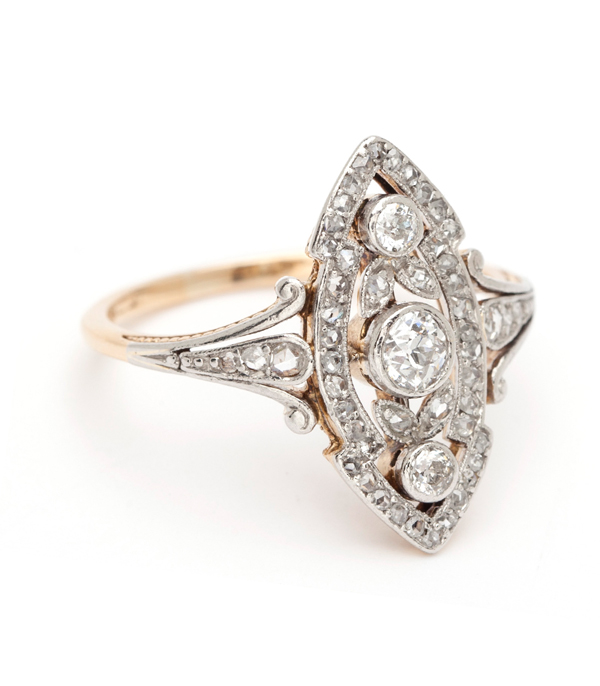Platinum Gold Edwardian Diamond Vintage Engagement Ring