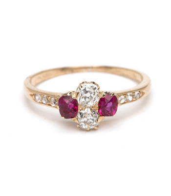 Vintage Victorian 18K Gold Ruby Old Mine Cut Rose Cut Diamond Boho Engagement Ring curated by Sofia Kaman