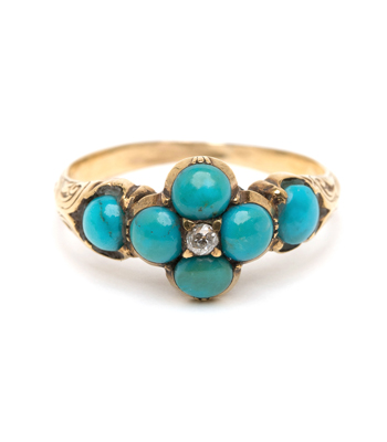 Victorian Antique Inspired Turquoise Forget Me Not Boho Stacking Ring curated by Sofia Kaman