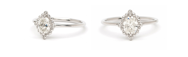 Shiny 14K White Gold Oval Diamond Halo Boho Engagement Ring